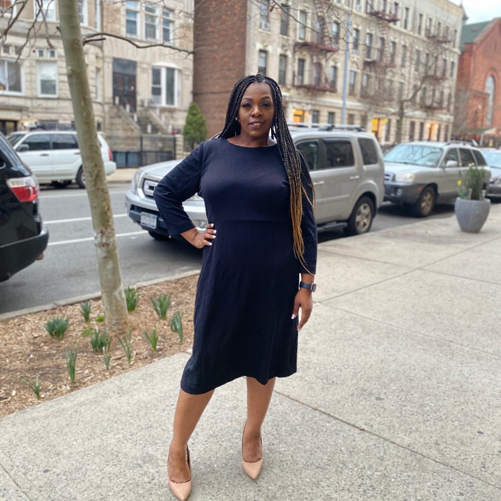 Black Midi Dress with Gold Zippers